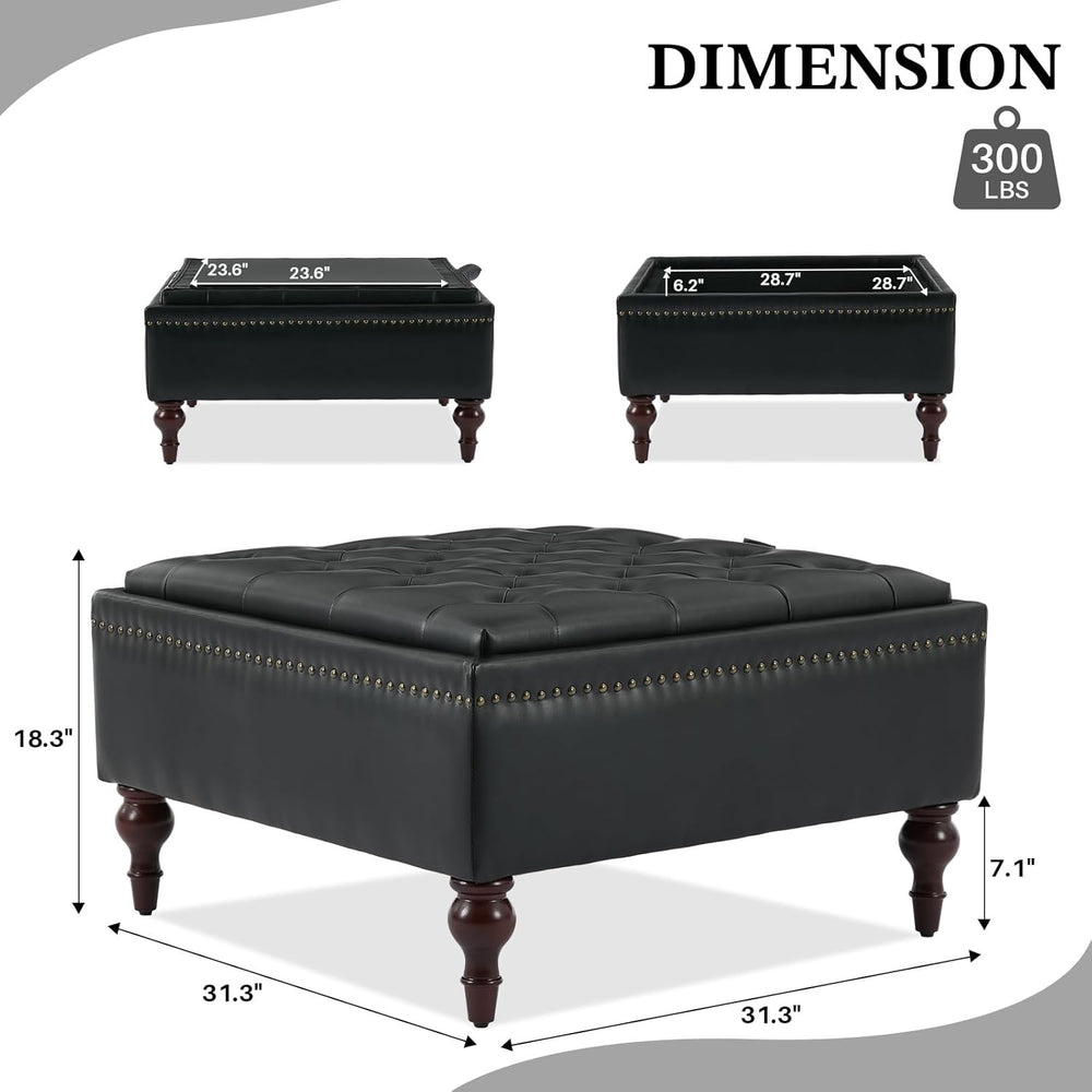Storage Ottoman Coffee Table, Large Ottoman with Storage Oversized Square Foo...