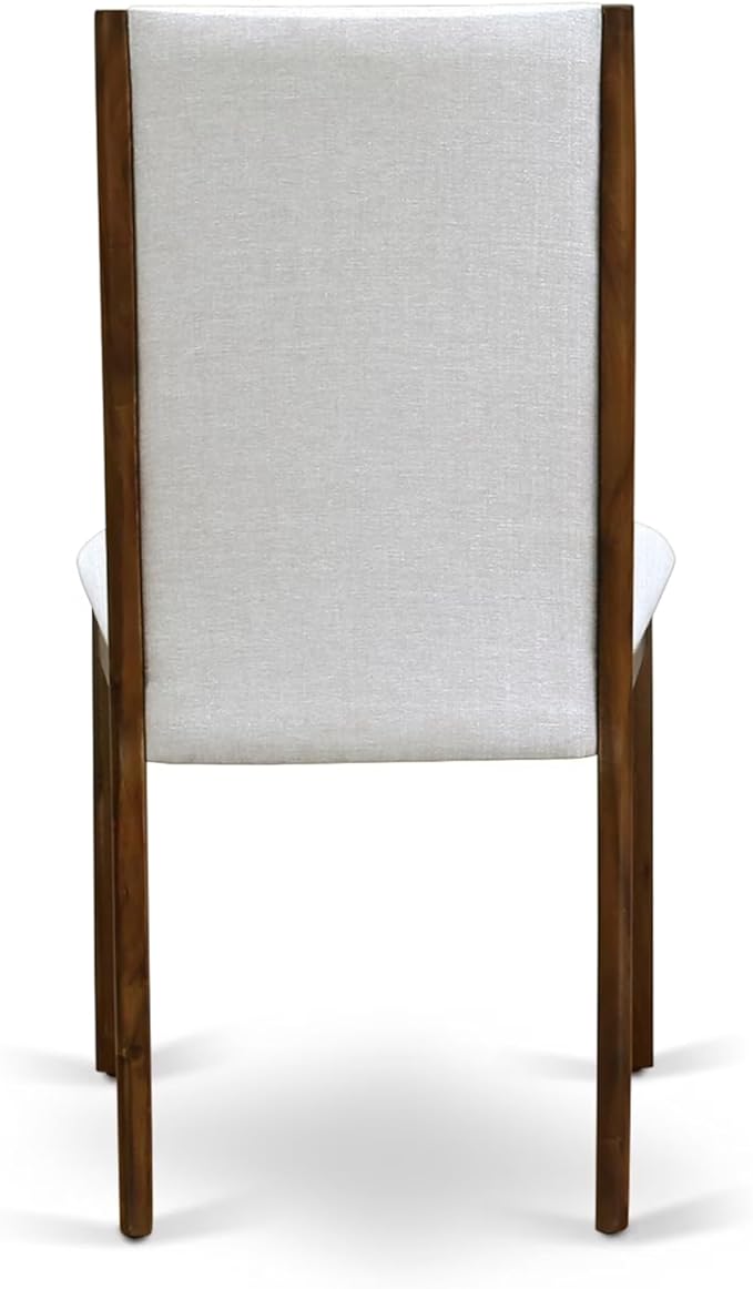 I2LA5-50N-05 - 5-Piece Mid Century Dining Set Includes A Table and 4 Grey Polyester Fabric Mid Century Dining Chairs with High Back, Antique Walnut