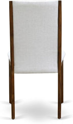I2LA5-50N-05 - 5-Piece Mid Century Dining Set Includes A Table and 4 Grey Polyester Fabric Mid Century Dining Chairs with High Back, Antique Walnut