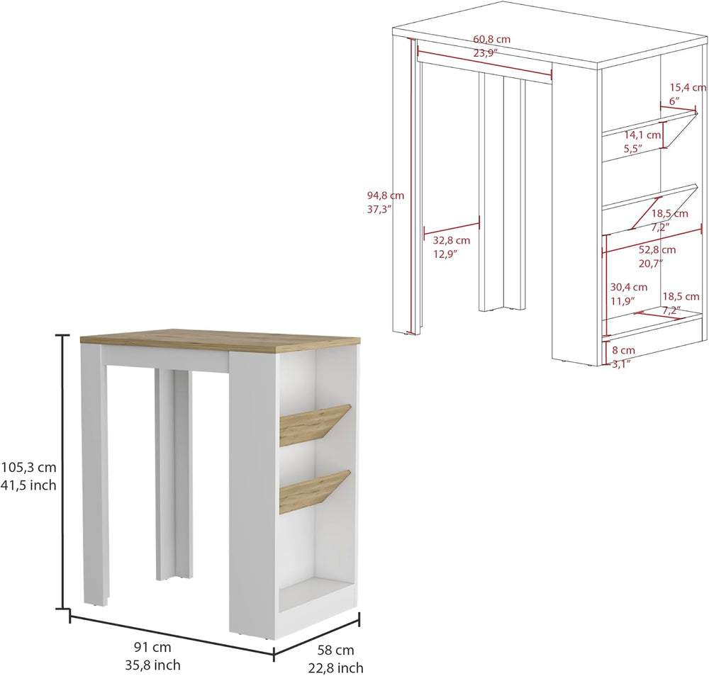 Multicolor Kitchen Island with Shelves and Tabletop | Includes two side shelv...
