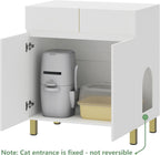Large/Tall Litter Box Enclosure, Modern Wooden Litter Box Furniture for XL Litterbox with Drawer as Sideboard Cabinet (White)