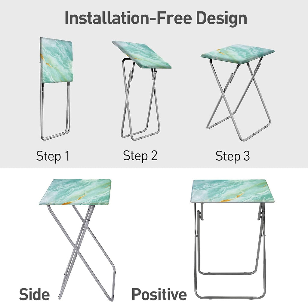 Garden 4 you Folding TV Tray Table TV Dinner Table with Sturdy MDF Top,Eating Trays for Living Room with No Assembly Required 15 x 18.9 x 26 in(Sea Blue,1PC)