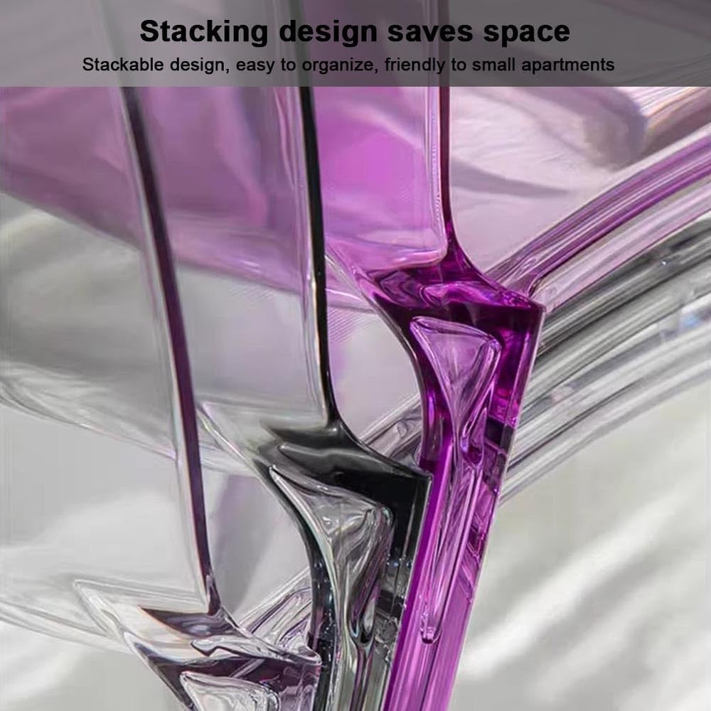 Etlegor Transparent Acrylic Dining Chair, Curved Backrest Kitchen Chairs Ladi...