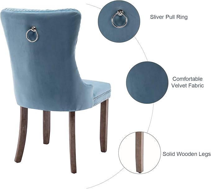 Velvet Dining Chairs Set of 4, Tufted Upholstered Dining Room Chairs with Bac...