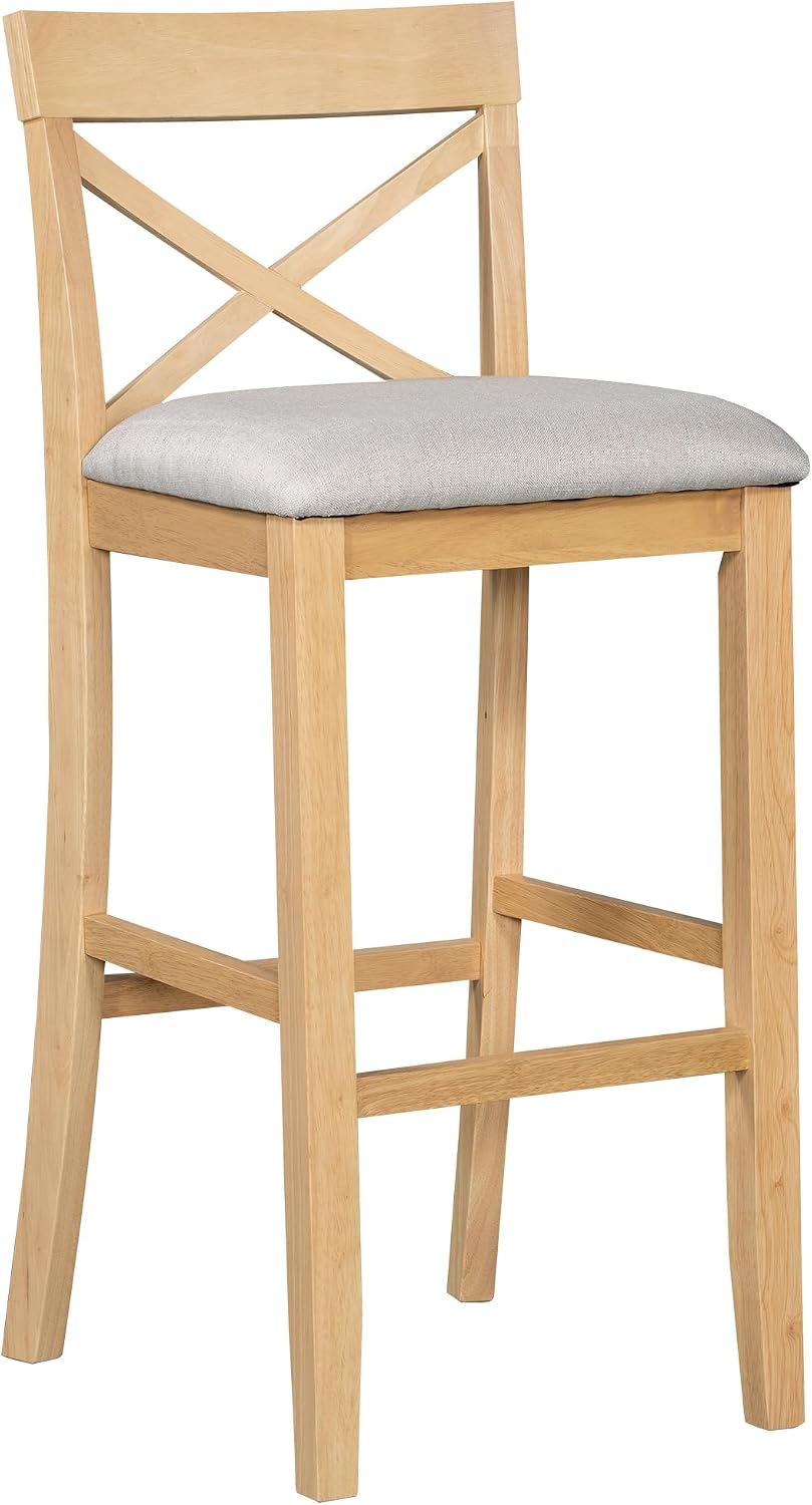 LUMISOL 3 Piece Pub Table and Chair Set, Small Wood Counter Height Bar Table ...