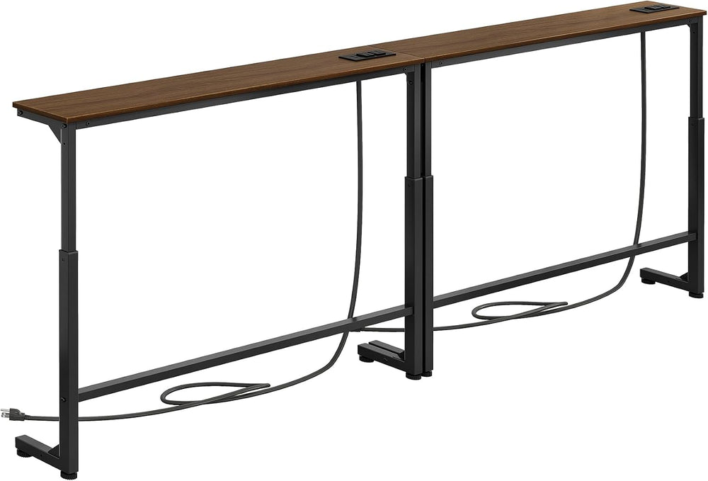 Kitstorack Narrow Sofa Table with Charging Station, 78.8" Behind Couch T...