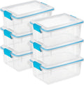 Sterilite 6-Pack Gasket Box, Weather-Resistant Storage Bins with Latching Lids, 12 Quart - Heavy-Duty Organizing Containers for Closet, Bathroom, and Office
