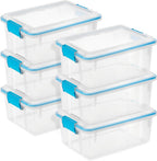 Sterilite 6-Pack Gasket Box, Weather-Resistant Storage Bins with Latching Lids, 12 Quart - Heavy-Duty Organizing Containers for Closet, Bathroom, and Office