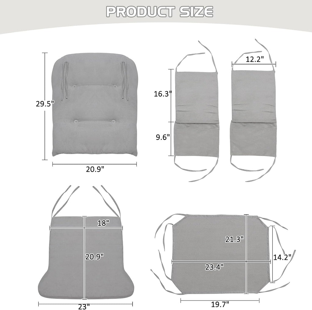 BECHAEO 5PCS Suede Glider Rocker Replacement Cushions with Ottoman Cover Thicken Soft Rocking Chair Cushion Set for Indoor Nursery Glider Rocking Chair, Light Gray | Thicken Soft Rocking Chair Cushion Set, for Indoor Nursery Glider Rocking Chair