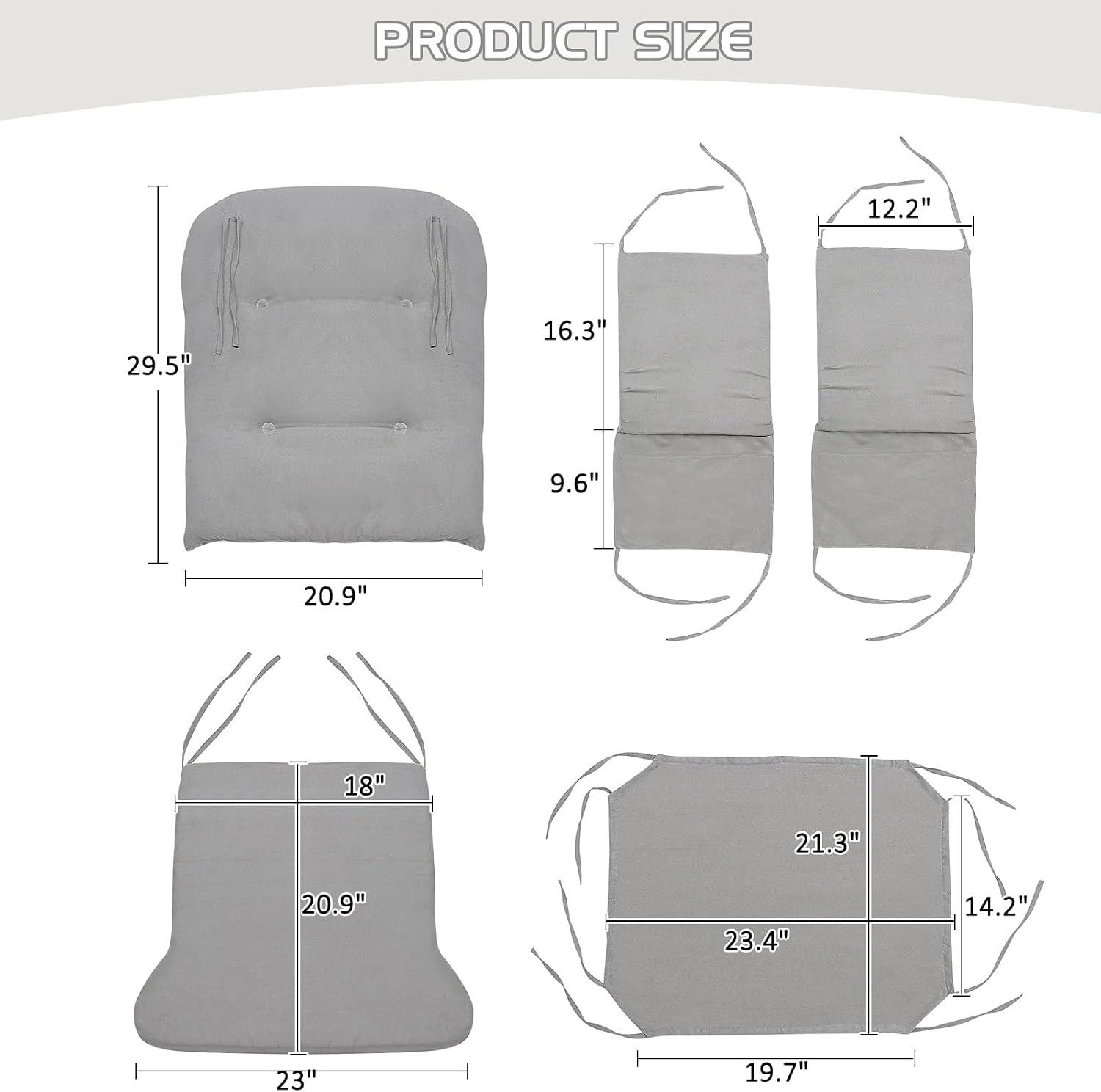 BECHAEO 5PCS Suede Glider Rocker Replacement Cushions with Ottoman Cover Thicken Soft Rocking Chair Cushion Set for Indoor Nursery Glider Rocking Chair, Light Gray | Thicken Soft Rocking Chair Cushion Set, for Indoor Nursery Glider Rocking Chair
