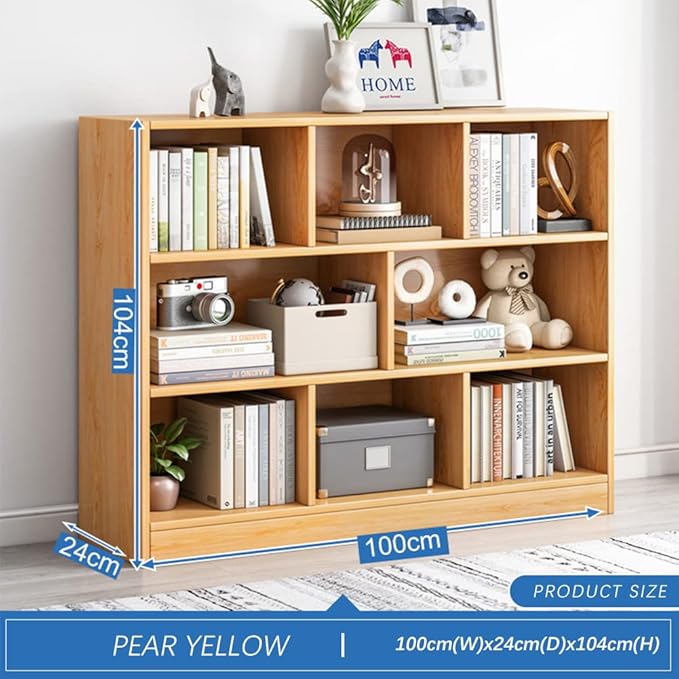 IOTXY Open Shelf Low Bookcase - Wooden 3-Tier Floor Standing Display Cabinet ...