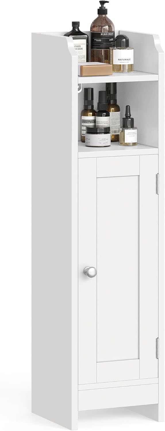 VASAGLE Small Storage Corner Floor Cabinet with Door, 7.9 x 7.1 x 31.5 Inches...