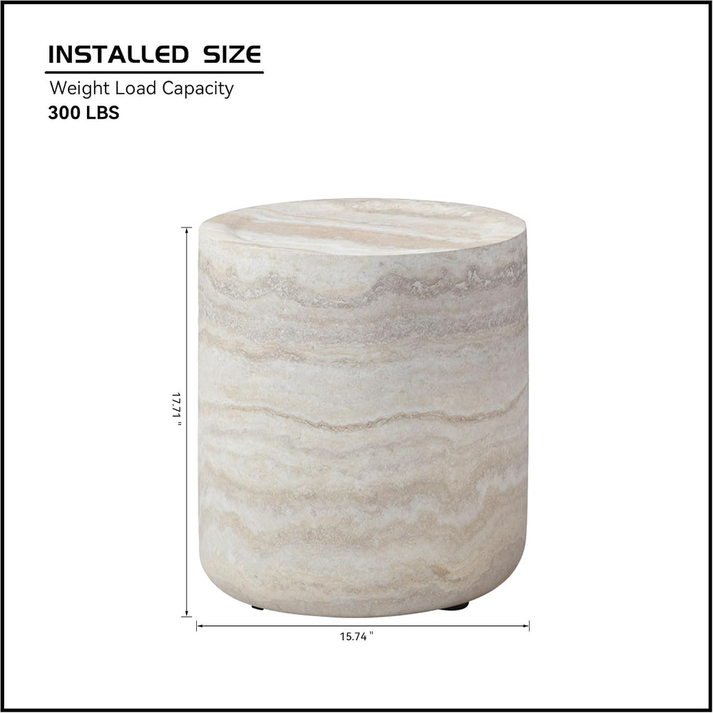 Round Coffee Table Set of 2,Marble Grain Coffee Table Set with Side Table,Cir...