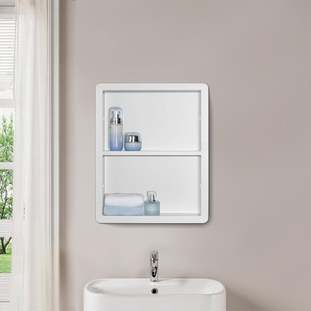 Shower Niche 14x18, Recessed Medicine Cabinet Without Mirror, 304 Stainless Steel Bathroom Storage Cabinet with Shelf, Waterproof Wall Niche for Bathroom in Matte White