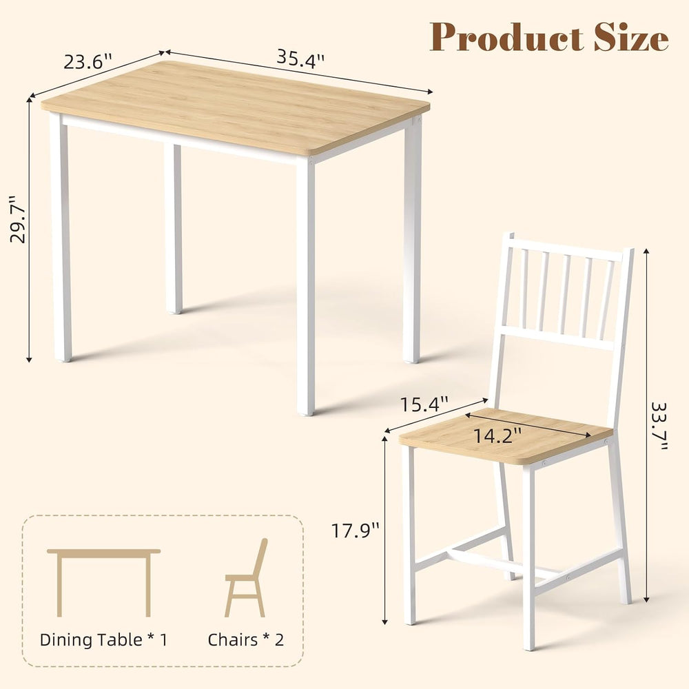 Yafylly Small Space 3 Piece Dining Table Set for 2, Compact Kitchen Table Set...