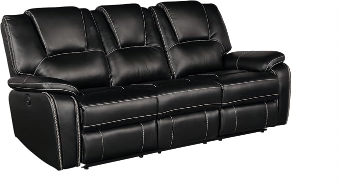 Faux Leather Recliner Sofa Furniture Set for Living Room, Recliner Chair, Manual Loveseat, 3 Seat Recliniing Sofa Couch Set for Meeting Room,Black
