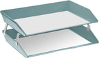 Acrimet Facility 2 Tier Letter Tray, Side Load, Letter Size/A4, Desktop File Organizer, Plastic (Solid Green Color)