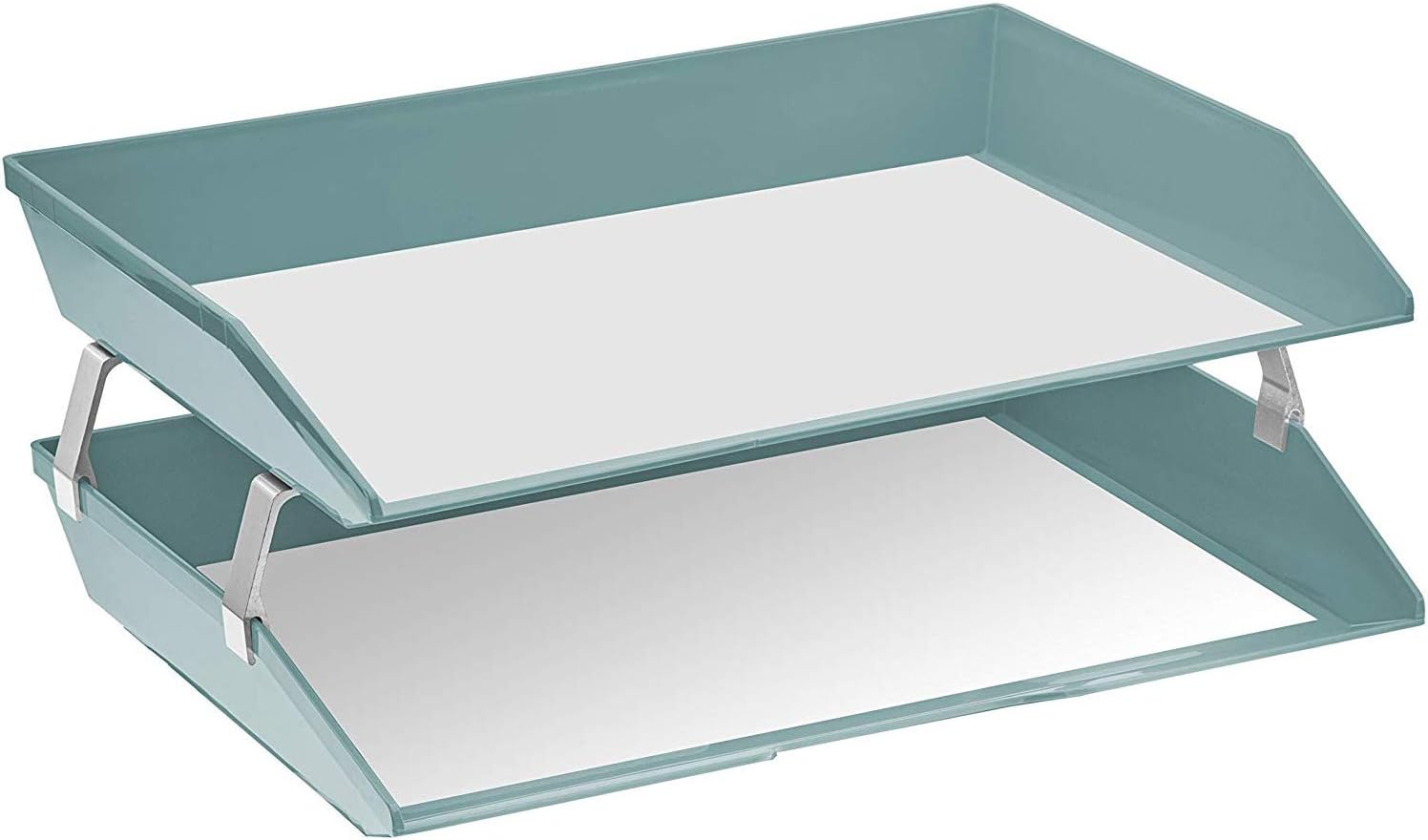 Acrimet Facility 2 Tier Letter Tray, Side Load, Letter Size/A4, Desktop File Organizer, Plastic (Solid Green Color)