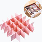 24pcs freely adjustable drawer dividers for organizing messy clothes, cosmetics, stationery, tableware, daily sundries, suitable for kitchen, living room, bathroom, study, office (pink)