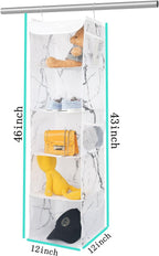 5 Shelves Hanging Closet Organizer, 2 Pack Hanging Storage with 6 Side Pockets for Clothes Shoes, 43"x12"x12"(Marblizing)