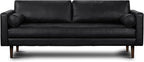 Poly & Bark Napa Leather Couch - 88.5-Inch Office Sofa with 2 Bolsters - Full-Grain Leather Sofa for Living Room with Feather-Down Topper - Living Room Couch - Vintage Italian Leather in Onyx Black