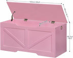 HOOBRO Storage Bench, 39.4" Retro Wooden Storage Chest with U-Shaped Cut-Out Pull, Safety Hinge, Supports 220 lb and Easy Assembly for Toy Box Organizer (Pink) PK771CW01