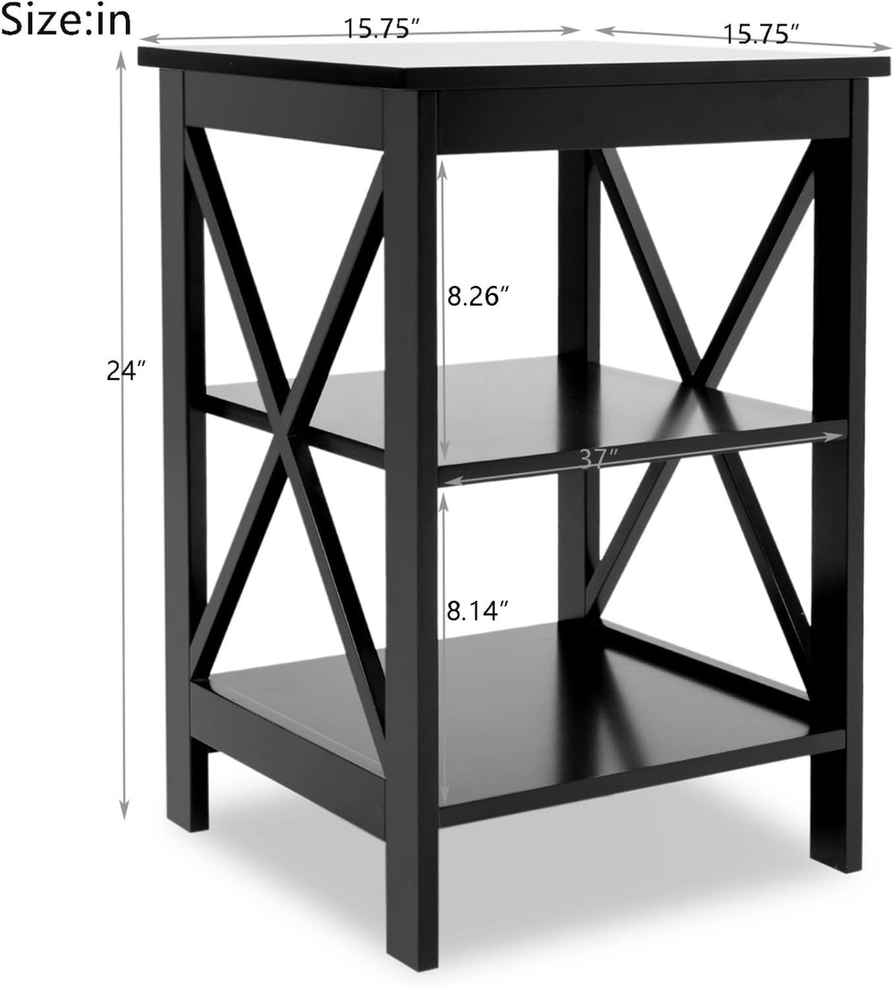 Oxford Small Side Table Black, 15.75W x15.75D x24.02 H Square End Table with ...