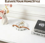 5.51" Scalloped Marble Tray, Round Stone Jewelry Trinket Dish for Ring, Natural Small Marble Tray for Bathroom Kitchen Dresser Countertop, Decorative Candle Tray(Bianco Carrara)