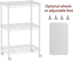 SINGAYE 3 Small Wire Shelves Kitchen Pantry Close Home Organizers and Storage Bathroom Shelf Laundry Room Organization Adjustable Book Metal Garage Shelving Unit