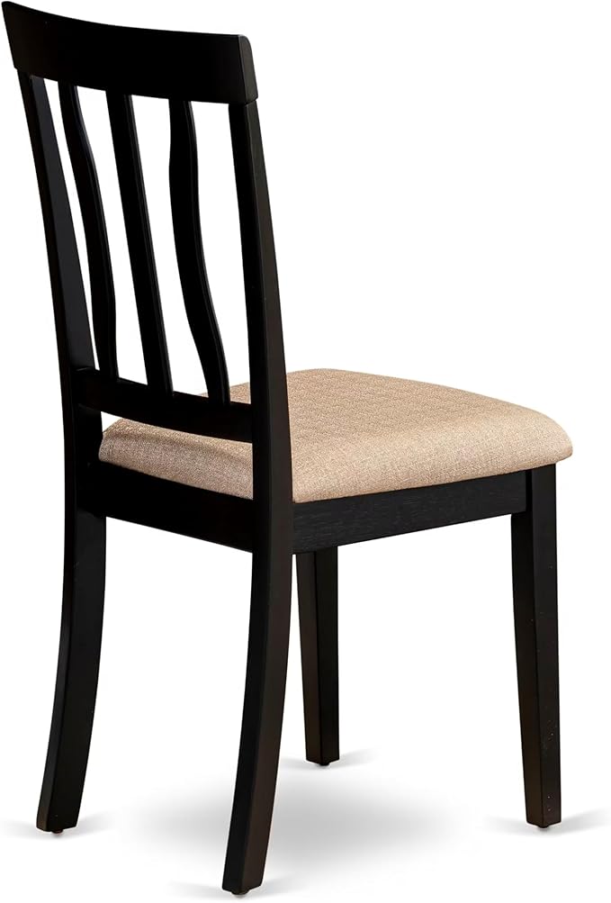 East West Furniture LGAN5-BCH-C 5 Piece Kitchen Table Set for 4 Includes a Rectangle Dining Room Table with Butterfly Leaf and 4 Linen Fabric Upholstered Chairs, 42x84 Inch, Black & Cherry