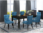 East West Furniture LGSI7-BLK-21 7 Piece Kitchen Table Set Consist of a Rectangle Dining Table with Butterfly Leaf and 6 Blue Linen Fabric Parson Dining Chairs, 42x84 Inch, Black