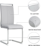 AZmac Modern Leather Dining Chairs Set of 8,Armless Kitchen Chairs,Dining Room Chairs with Upholstered Padded Seat and Sturdy Chrome Legs for Dining Room,Kitchen (Set of 8, Warm Grey)