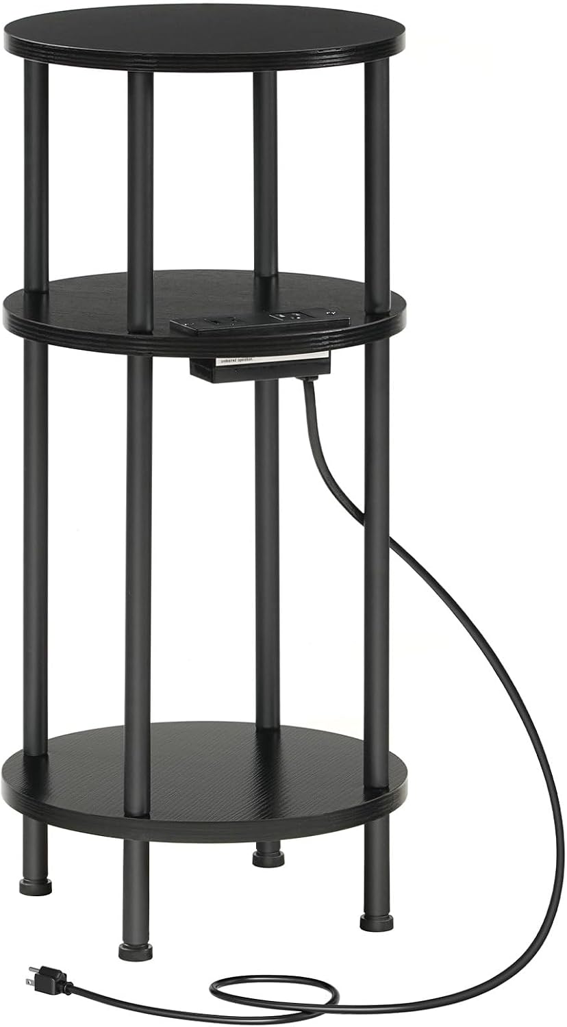 HOOBRO Side Table and Round Side Table Bundle, Round End Accent Table with St...