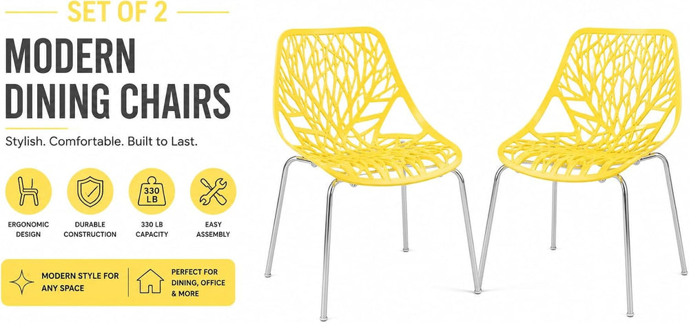 Modern Yellow Dining Chair, Birch Style Chairs for Dining Room, Hotels, Resta...