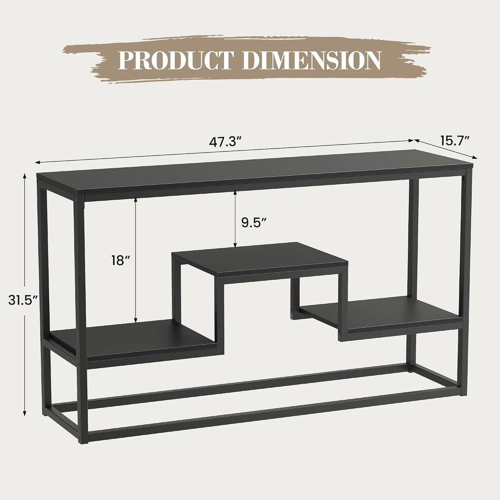 YOUDENOVA TV Stand for 47" TV, 3-Tier Storage Shelves, Black | Industria...