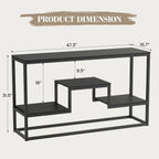 YOUDENOVA TV Stand for 47" TV, 3-Tier Storage Shelves, Black | Industrial TV console with open storage shelves, ideal for TVs up to 55" in living room.