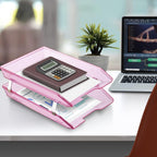 Acrimet Facility 2 Tier Letter Tray, Front Load, Letter Size/A4, Desktop File Organizer, Plastic (Clear Pink Color)