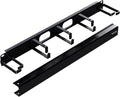 ICC 1U Ring Cable Manager Panel with Cover, Metal, 3" D-Rings, Horizontal and Vertical Cable Management, Rackmount for 19” Network Racks, Black, Single Pack