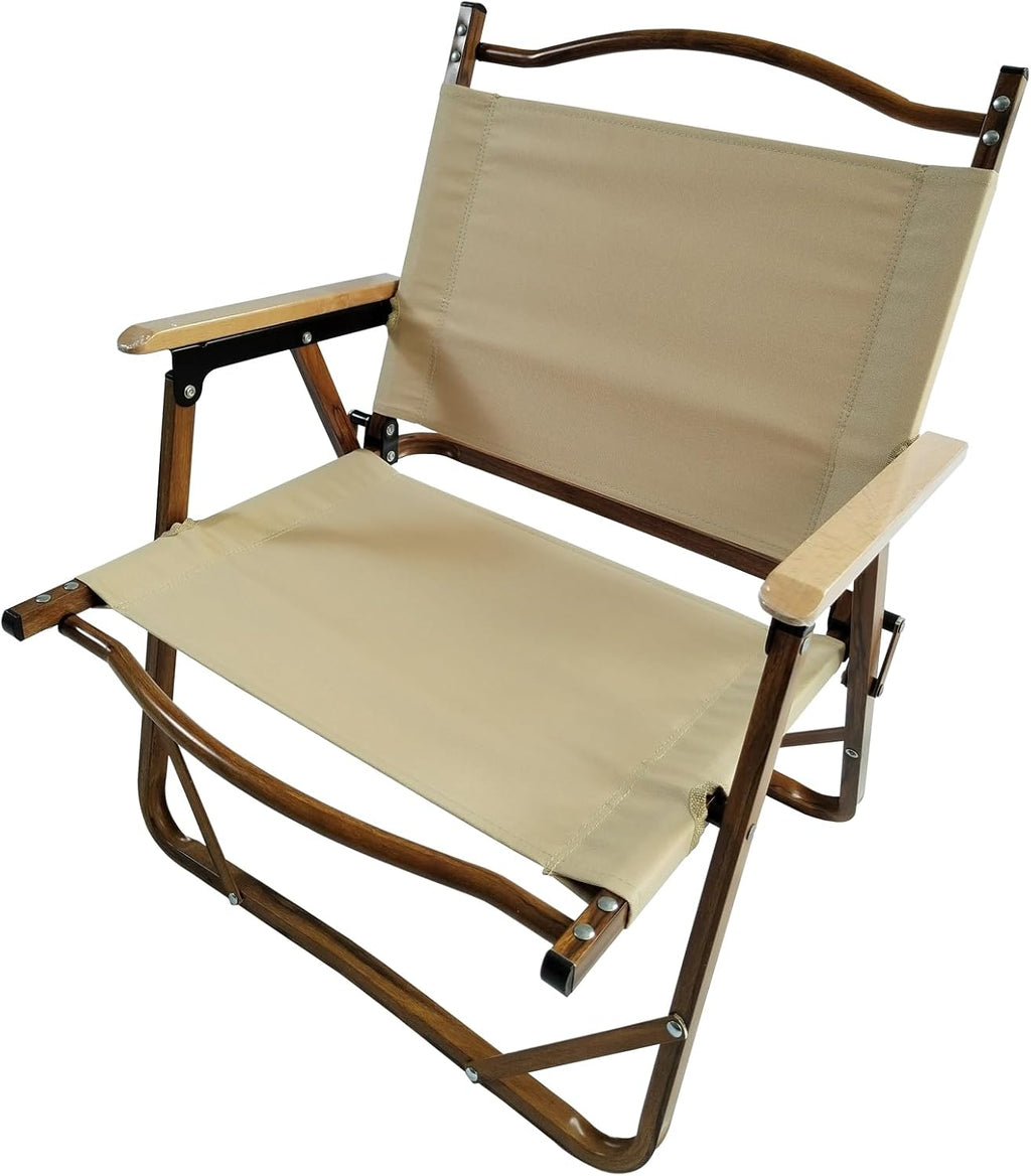 Penau Kids Folding Chair Set, Portable Aluminum Frame, Natural | Set Of 4 Foldable Kids Chairs, Aluminum Frame, Beech Armrests, Canvas Seat, Travel, Patio Use