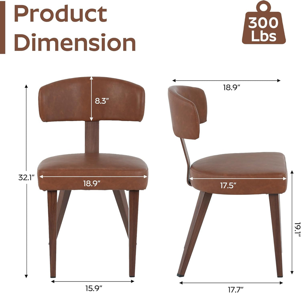 Mid-Century Dining Chair Set of 4, Upholstered Kitchen Chair with T-Shaped Ba...