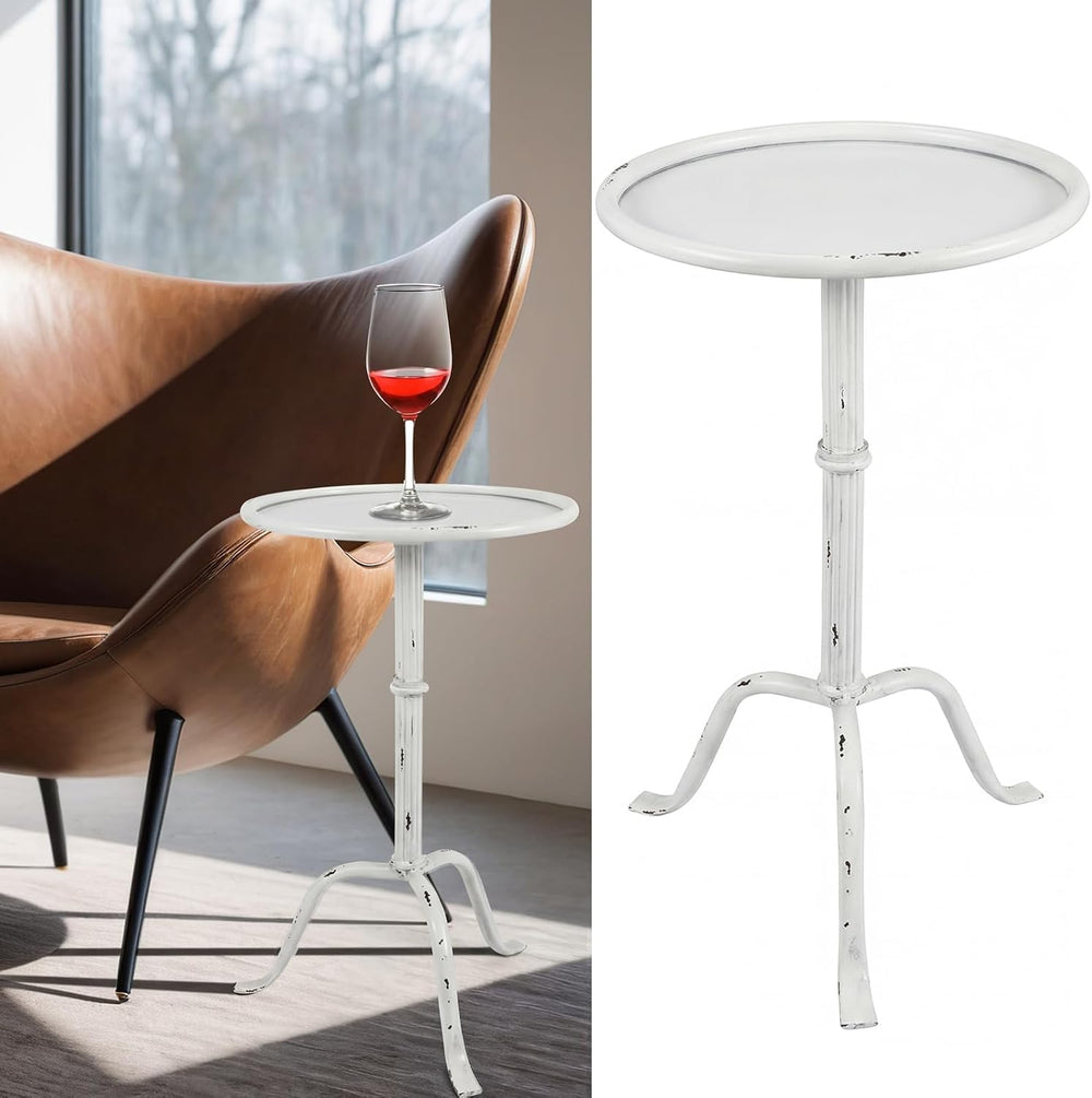 RattanView 1 Pcs Metal Martini Table White Small Round Drink Table12.5 x 12.5...