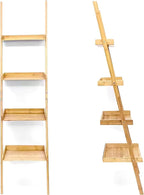 RoyalHouse Bamboo 4-Tier Ladder Shelf, Free Standing Storage Shelves, Plants Stand Display Shelf, Perfect Multi-Functional Book Shelf and Storage Rack for Living Room, Bedroom, Office