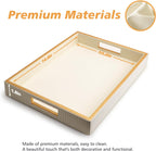 SANZIE Leather Tray Desktop Storage Organizer Premium Serving Tray Decorative Tray Valet Tray for Sundries Cosmetics Phone Wallet Cutlery (White Platter)