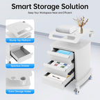 3 Tiers Beauty Storage Cart with Abs Material, 66lbs Portable Mobile Trolley Cart with 4 Silent Wheels, Lab Rolling Carts for Barber Stores, Hospitals