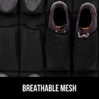 GORILLA GRIP Over the Door Shoe Organizer, 35 Large Breathable Mesh Pockets, Space Saving Hanging Storage Holder, 5 Hook Closet Rack Hanger, Hangs on Closets for Shoes, Accessories 68.5H x 24.5W Black