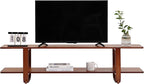 Tiita TV Stand with Storage for TVs up to 65'', Bamboo TV Console Entertainment Center with 2 Open Shelf, Mid Century Modern Media Console for Living Room, Bedroom, Walnut