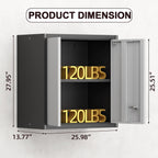 Metal Wall Cabinet, Garage Cabinets Wall Mounted, Locking Storage with Adjustable Shelves, Wall Mounted Garage Cabinet with Doors, Floating Cabinet for Home Office, Utility Room