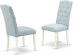East West Furniture X027CE215-7 7 Piece Dining Room Table Set Consist of a Rectangle Kitchen Table with X-Legs and 6 Baby Blue Linen Fabric Parson Dining Chairs, 40x72 Inch, Multi-Color