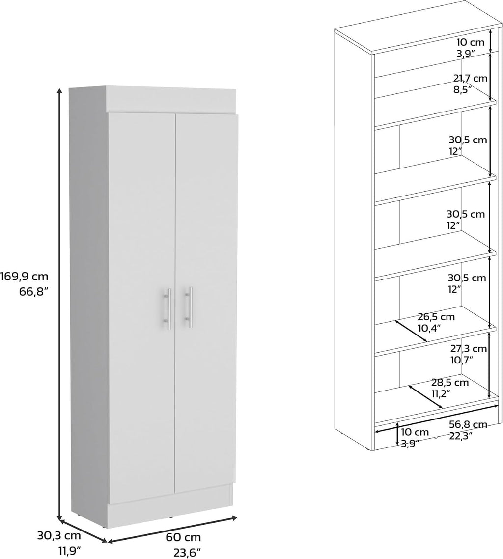 Contemporary Pantry Cabinet, Modern Storage Cabinet with 5 Internal Shelves and 2 Doors,for Kitchen Home