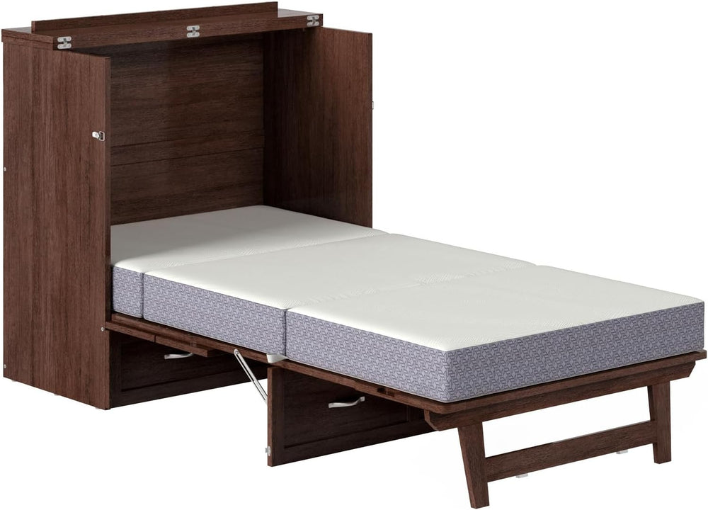 AFI, Northfield Murphy Bed Chest Twin XL with 6" Mattress, Burnt Amber